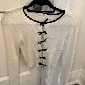 Ardene Cream and Black Bow Button Sweater
